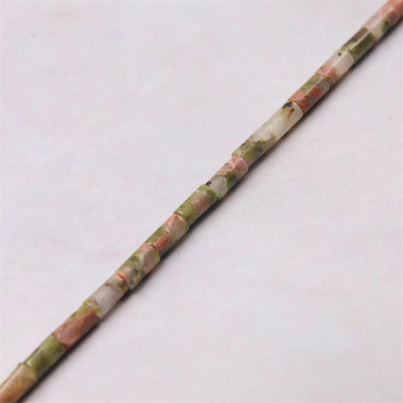 Unakite Natural Stone Beads Strand Tube Cylinder 2x4mm Semiprecious For Making Jewelry DIY Bracelet Necklace Earrings Craft