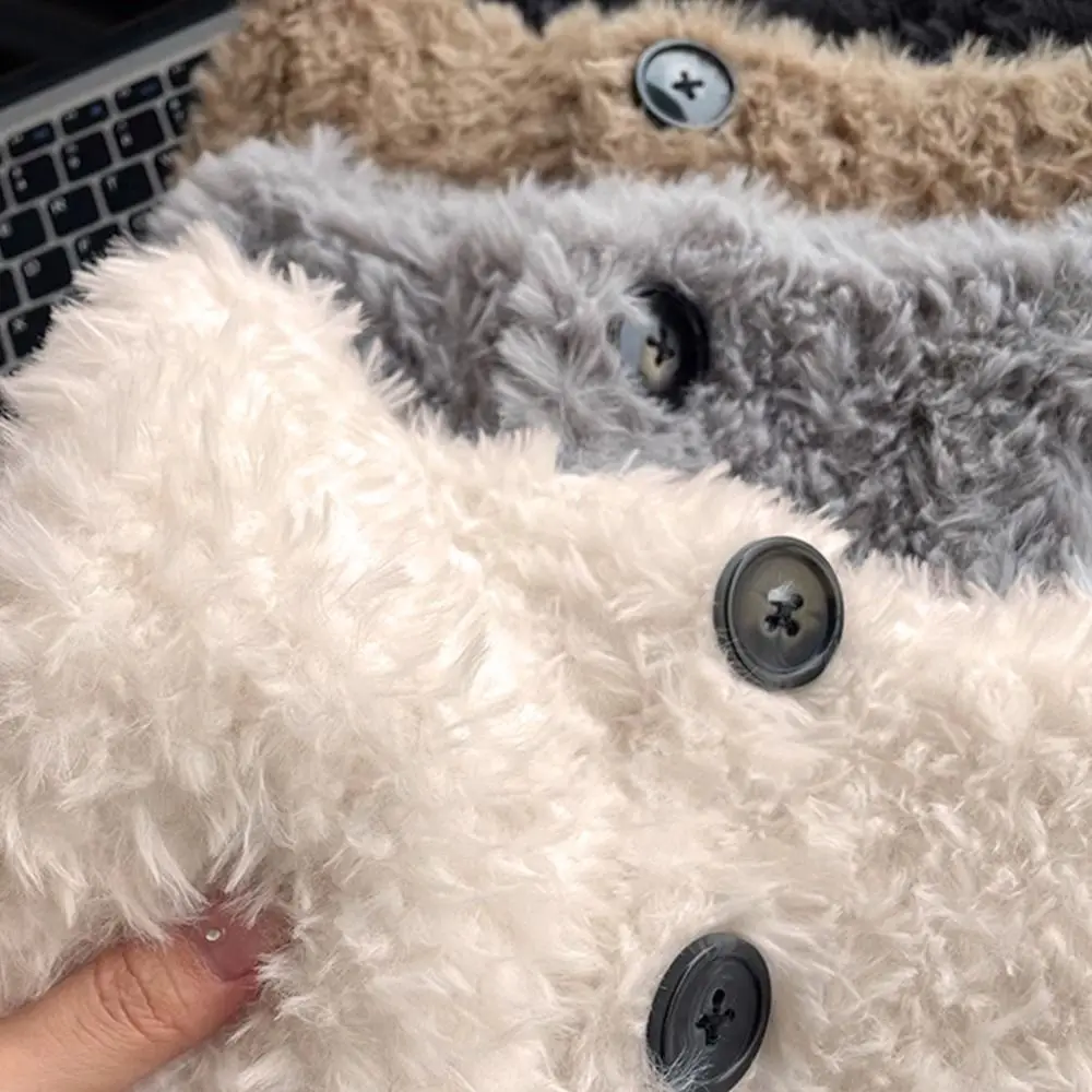 

Утолщенный теплый пушистый шарф с искусственным воротником, мягкий плюшевый морозостойкий съемный шарф, однотонный ветрозащитный зимний утеплитель для шеи для женщин