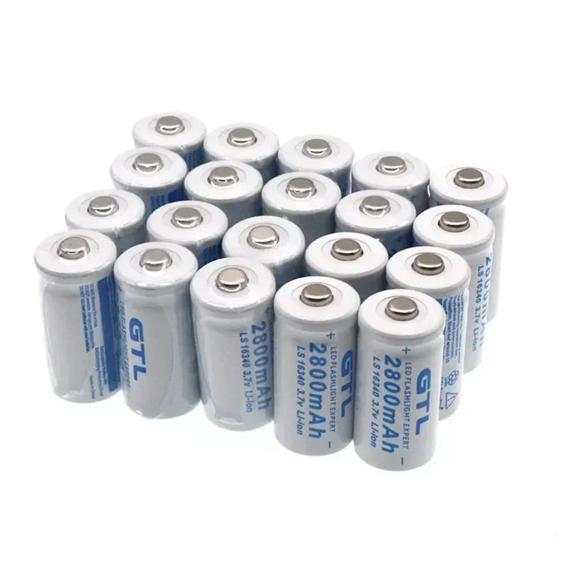 New High capacity 2800mAh Rechargeable 3.7V Li-ion 16340 Batteries CR123A Battery For LED Flashlight For 16340 CR123A Battery