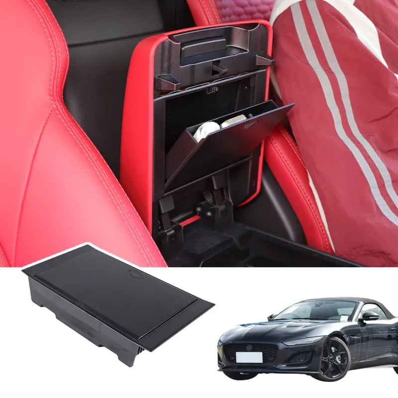 

Черный ABS-бокс для центральной консоли автомобиля, скрытый отсек для хранения с функцией конфиденциальности для Jaguar F-TYPE 2013-2026, аксессуары для интерьера