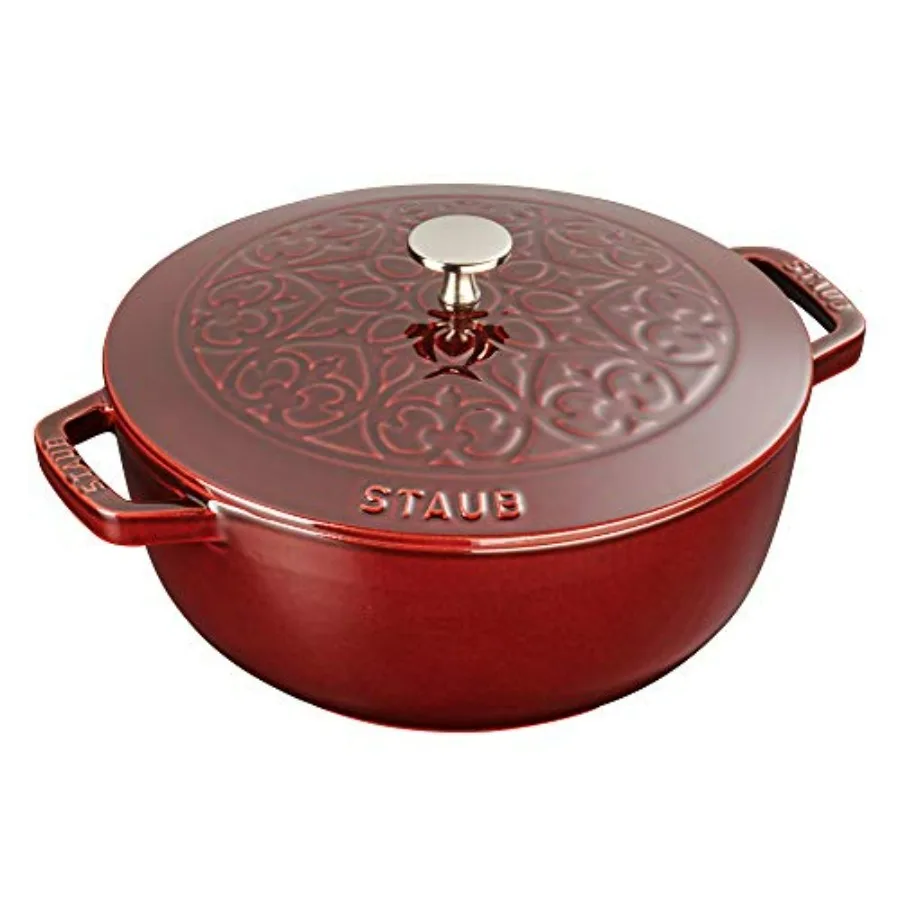

Cast Iron 3.75qt Essential French Oven with Lilly Lid Grenadine Made in France