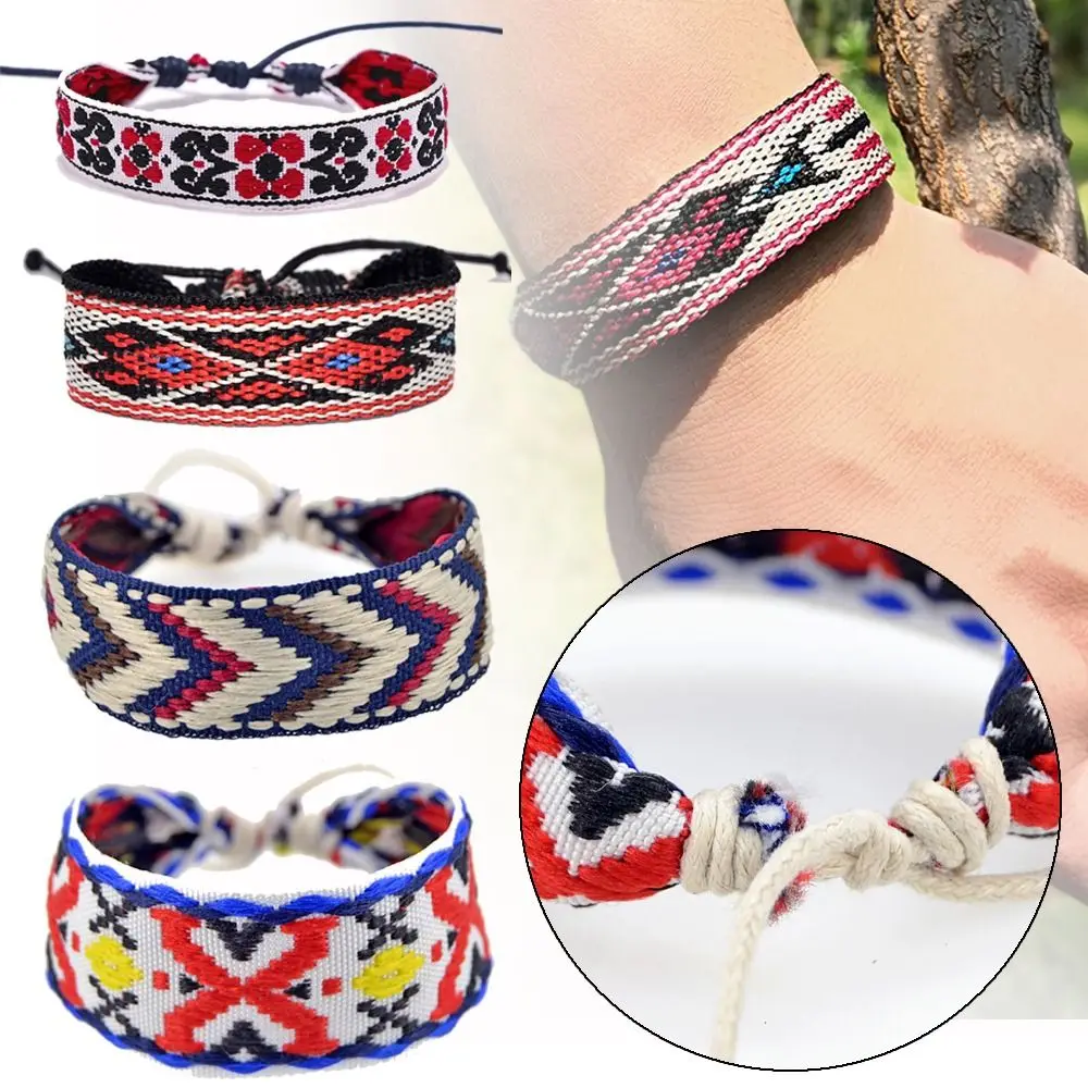 سحر العرقية نمط اليد حبل مضفر الرجعية هندسية سحر حبل أساور بوهيميا المنسوجة سوار