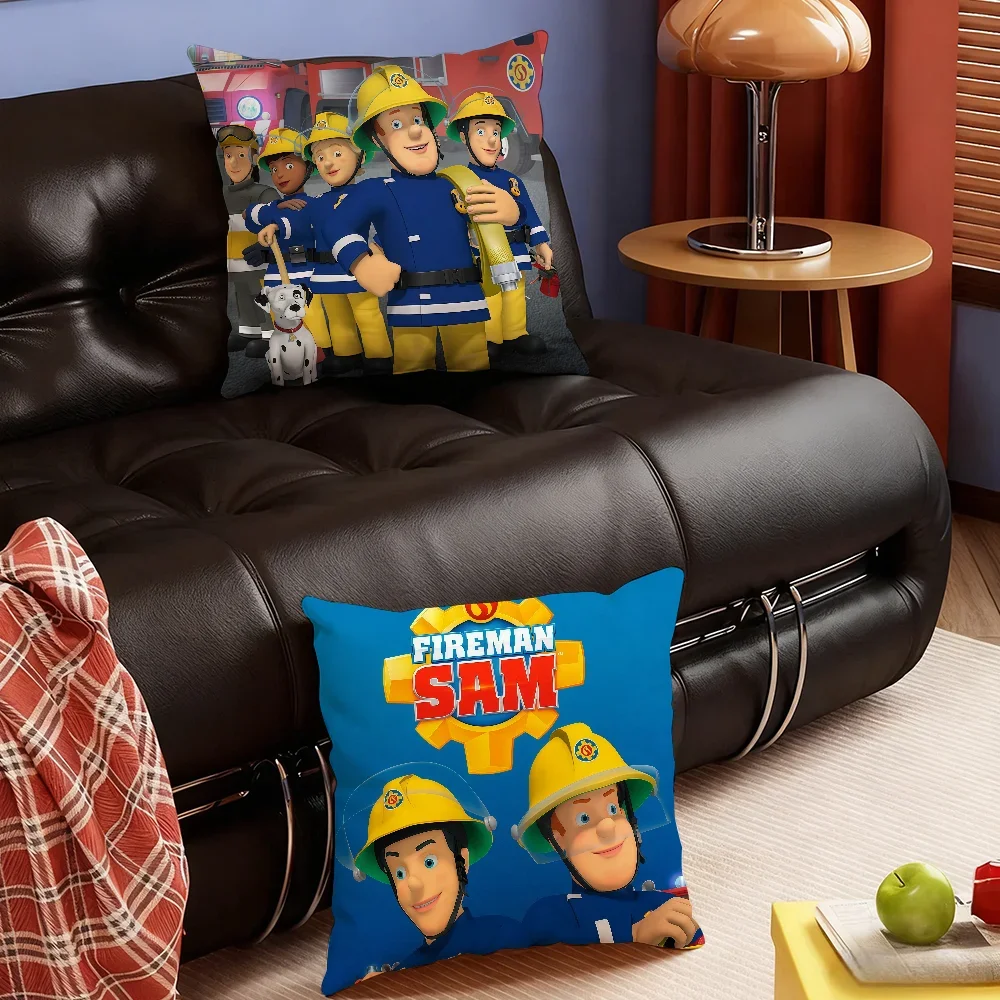 Cartoon F-Fireman S-Sam-S cushion cover Soft Smooth Hidden Zipper Washable Decorative Couch Office Housewarming Gift