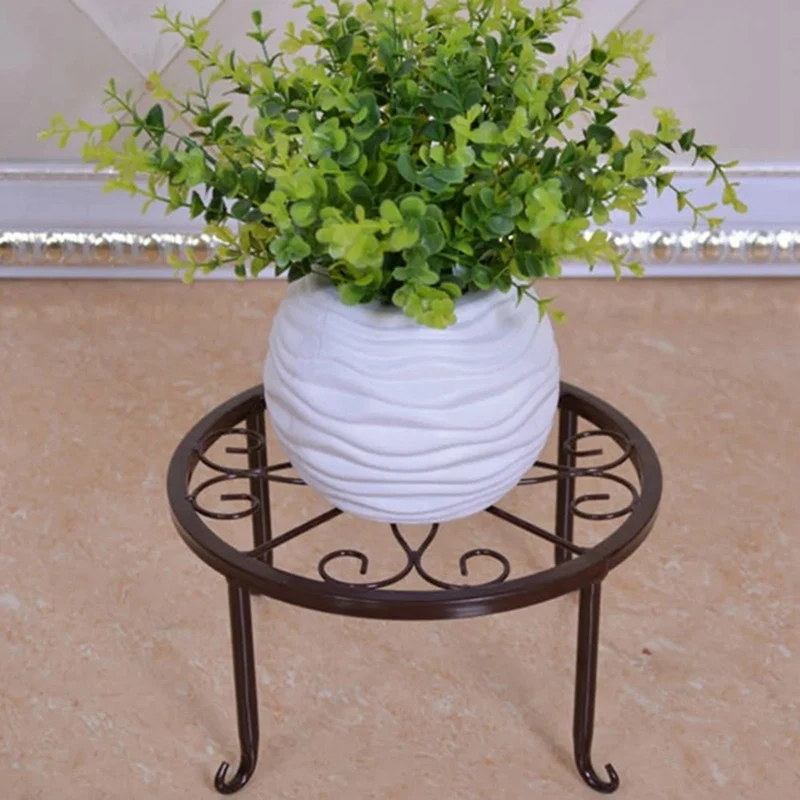 2PCS Metal Potted Plant Stand Flower Pot Round Rustproof Iron Planter Holder Rack Heavy Duty Wrought Iron Flower Pot Durable