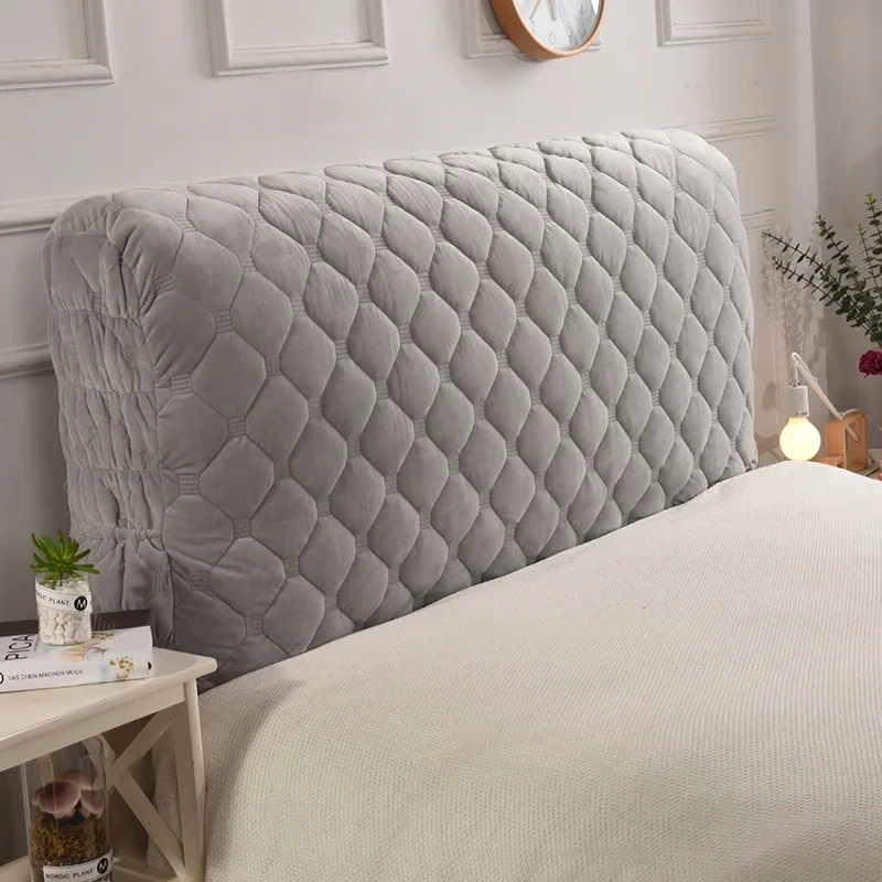 

Thicken Soft Fabric Headboard Cover All-inclusive Super Soft Smooth Quilted Head Cover Solid Color Bed Back Dust Protector Cover