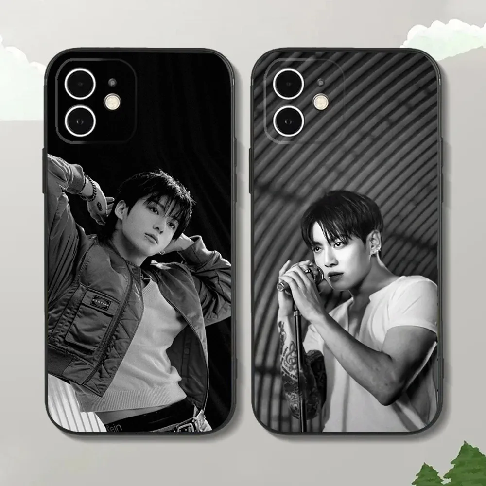 Kpop J-JungKookS-S Phone Case For iPhone15,14,13,12 Mini 11 Pro XR,X,XS,MAX 7,8 Plus Silicone Cover Soft Black