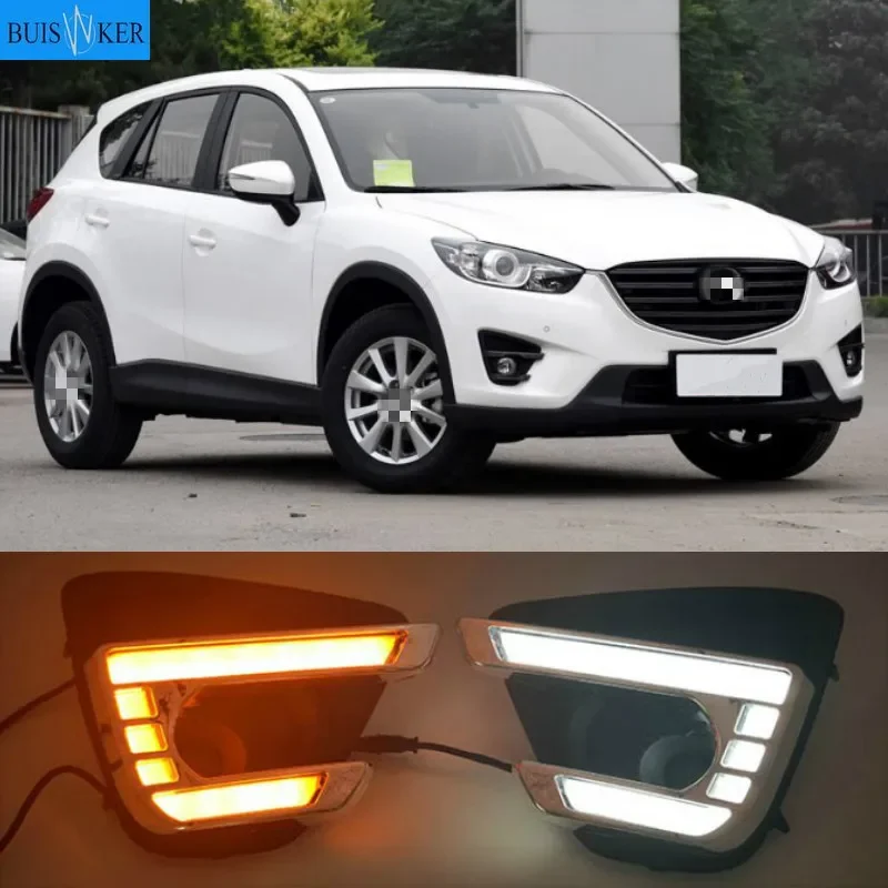 

Turn Signal style Relay 12V CAR LED DRL daytime running light with fog lamp hole for MAZDA cx-5 cx5 cx 5 2012-2016