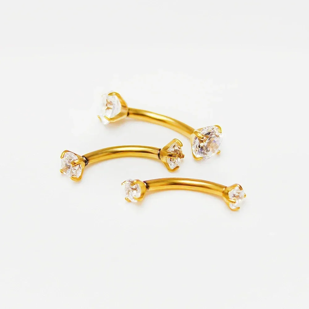 F136 Titanium Eyebrow Piercing with Cubic Zirconia