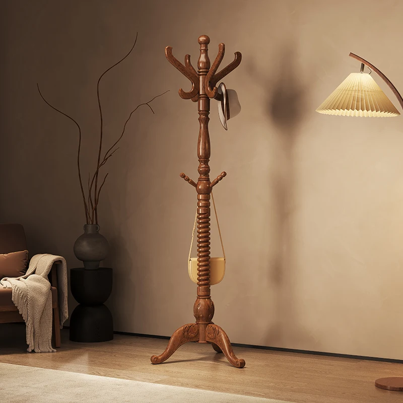 

Solid wood coat rack Floor-to-ceiling bedroom Living room Household wooden hanger Homestay foyer European-style hotel clothes ra