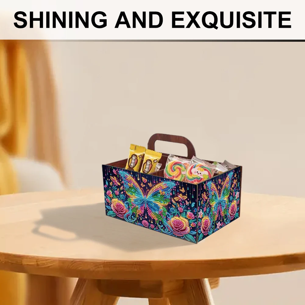 

Completed Diamond Art Wooden Storage Box Handmade Organizer Case Wooden Box for Adult Birthday Presents Craft Kit