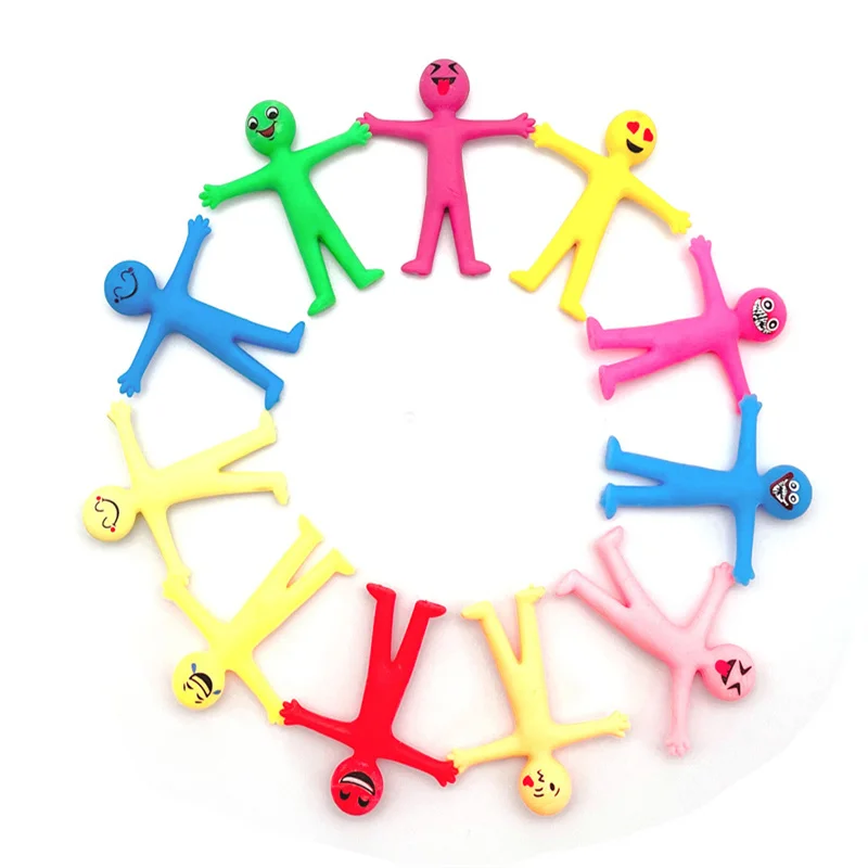 12pc novidade elástico alongamento brinquedo bonito colorido amarelo stress alívio elástico fidget presentes tpr plástico macio brinquedo boneca
