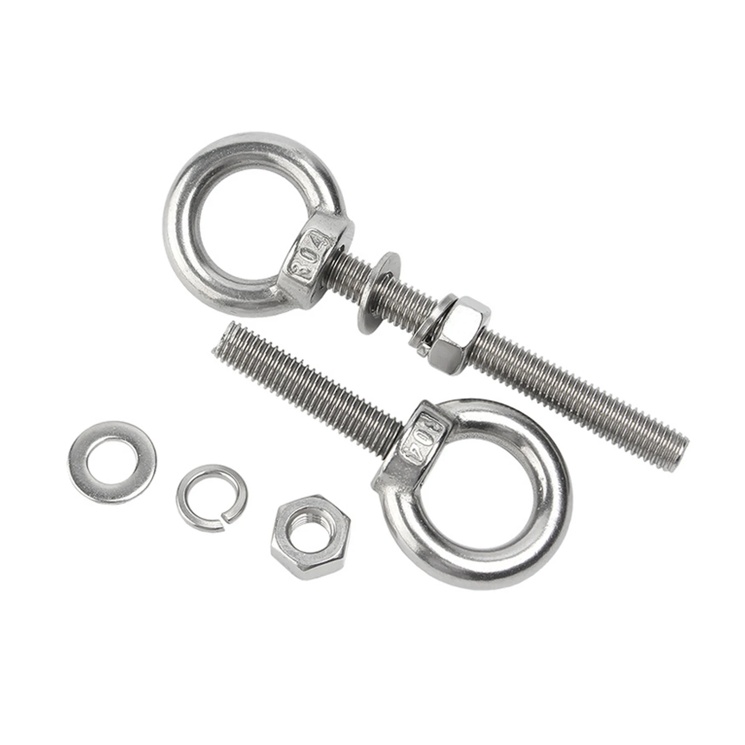 1/2pcs M6 M8 M10 Ring Eyebolts with Nut Washer Gaksets Set 304 Stainless Steel Bolts Marine Lifting Ring Screws and Nuts