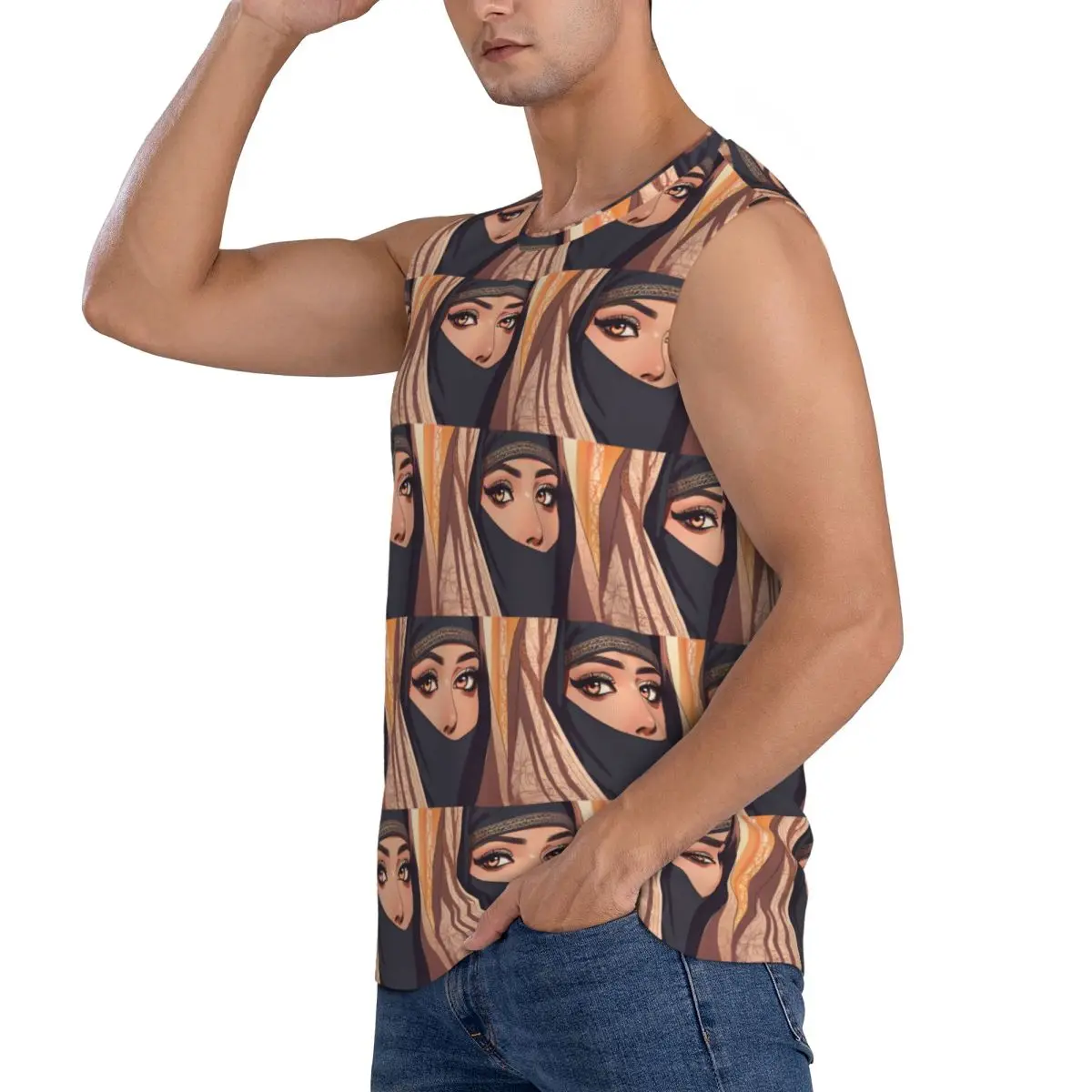 Saudi Women Men Sleeveless Tank Tops Quick Dry Breathable Gym Fitness Running Summer Casual Sport Vest