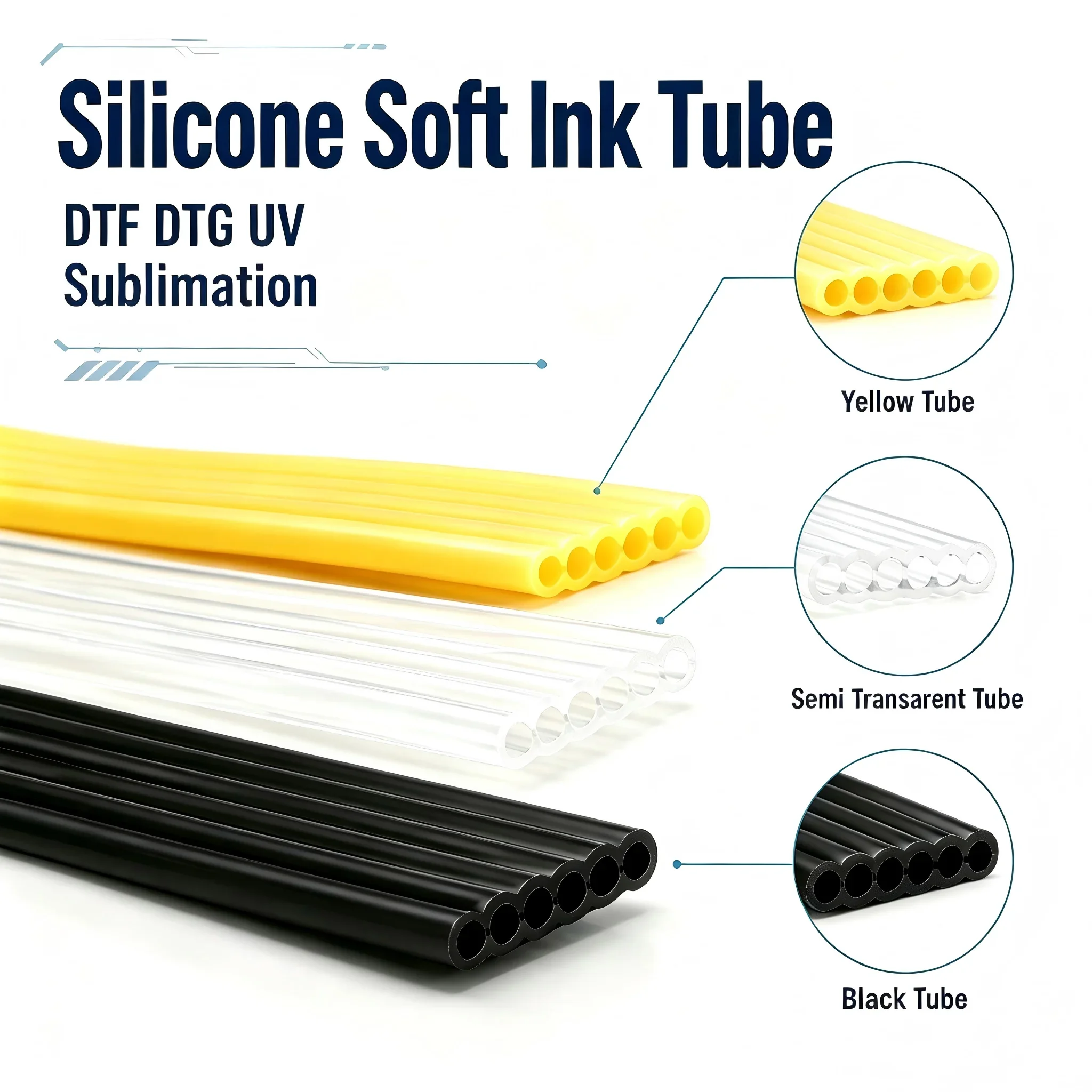4x2mm 6 Rows Silicone Ink Tube Split CISS Ink Hose Flexible Corrosion Resist Pipe for DTF DTG UV Solvent Pigment Sublimation Ink