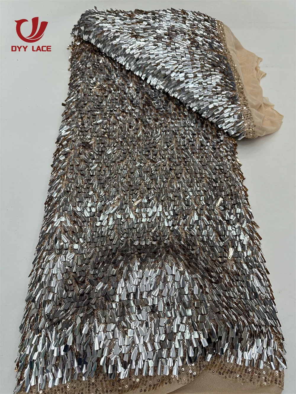 

African 3D Sequins Lace Fabric High Quality Tulle Lace French Nigerian Groom Net Lace Fabric For Sewing Wedding Dress 5 Yards