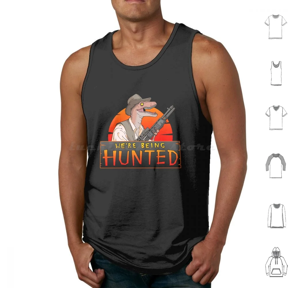 We're Being Hunted Tank Tops Vest Sleeveless Dinosaur Dinosaurs World Raptor Velociraptor Dino Park Funny Jeff Goldblum T