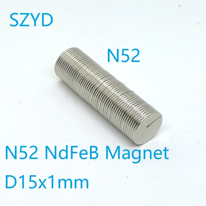 100PCS/LOT Strong Disc N52 NdFeB Magnet 15*1 Standard Round Powerful Rare Earth Permanent Neodymium Magnets 15x1