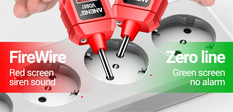 ANENG VD807 NCV Berührungsloser Spannungstester 12-300V mit Ton- und Lichtalarm, Prüfgerät für die Erkennung von Stromführenden und neutralen Leitungen sowie von Unterbrechungen, Elektriker-Testwerkzeug – Detail 8