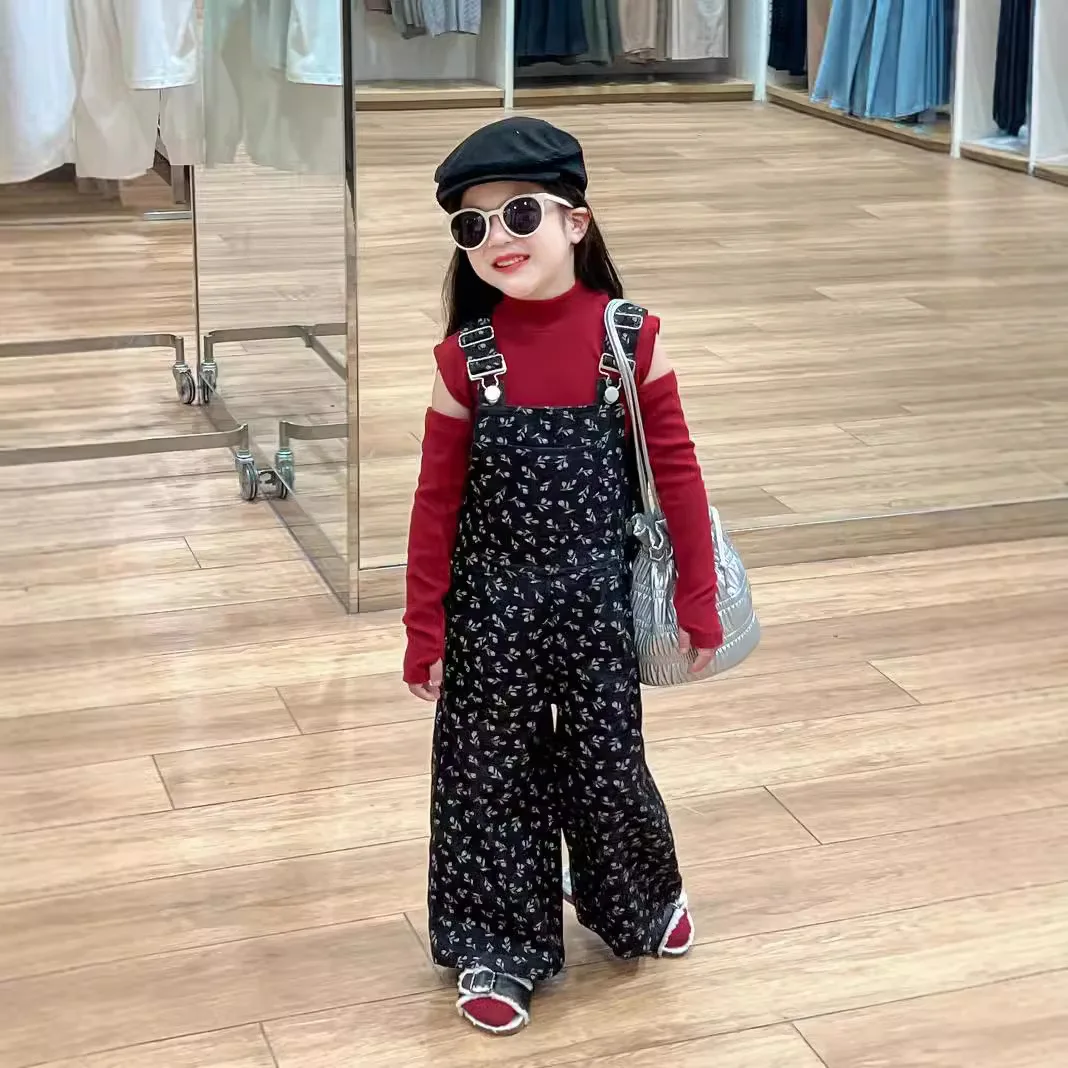 

Cute Floral Straight Overalls Jumpsuit for Girls