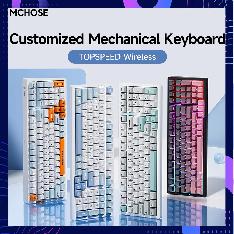 MCHOSE G98 Pro Wireless Mechanical Gaming Keyboard-3 Modes Connectivity, 8000mAh Battery, Hot-Swap RGB Switches, Ergonomic Desi