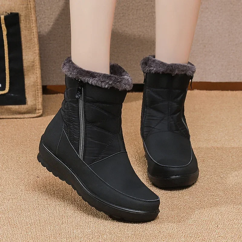 Waterproof Winter Boots for Women New Faux Fur Long Plush Snow Boots Woman Platform Ankle Boots Warm Cotton Couples Shoes