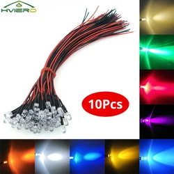 10 Pz 5mm Luce Rotonda 20 cm Pre Wired LED Diodi Emettitori Chip Lampadina Cavo DC 12 V Bianco Caldo Per Decorazione FAI DA TE Perline lampada