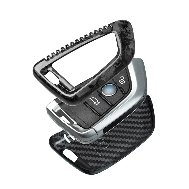 ألياف الكربون مفتاح فوب غطاء لسيارات BMW X1 X2 X3 X4 X5 X6 X7 M3 M4 M5 M8 X3M X4M X5M X6M Z4 2014-2023 حافظة مفتاح حماية مفتاح قذيفة