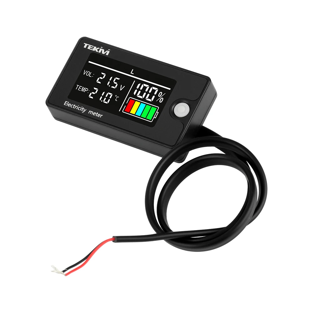 Indicador de capacidad de batería Digital LCD actualizado DC 8-100V voltímetro medidor de prueba de batería de litio con pantalla de temperatura