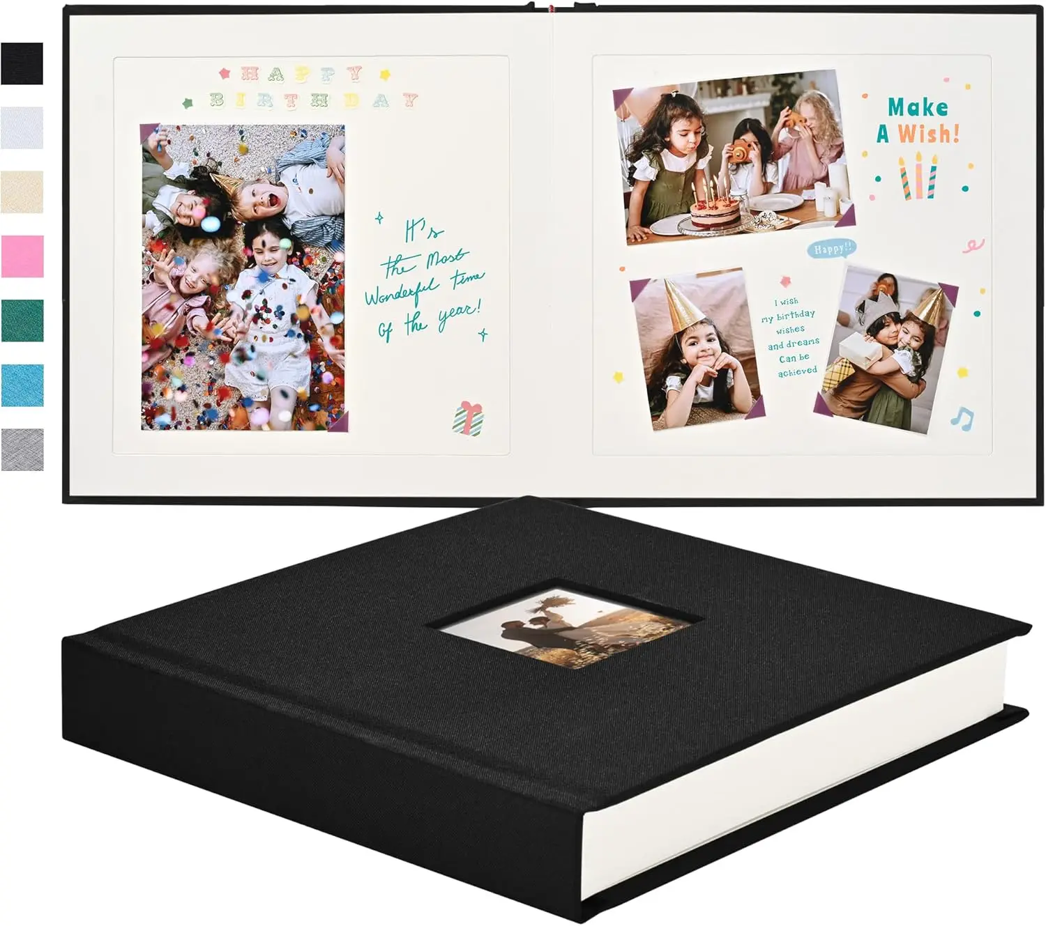 

8 x 8 Inch DIY Scrapbook Album 40 Pages Linen Hardcover Kraft White Paper Scrap Book Photo Albums Memory Book for Baby W