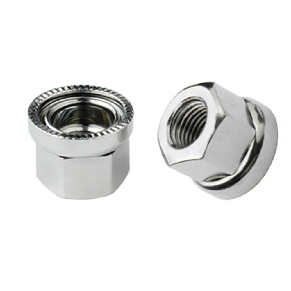 

M10 Track Wheel Nuts New Silver Steel Track Wheel Wheels Hub Axle Bicycles Bike Integrated Washer M9/M10 3/8 2pcs