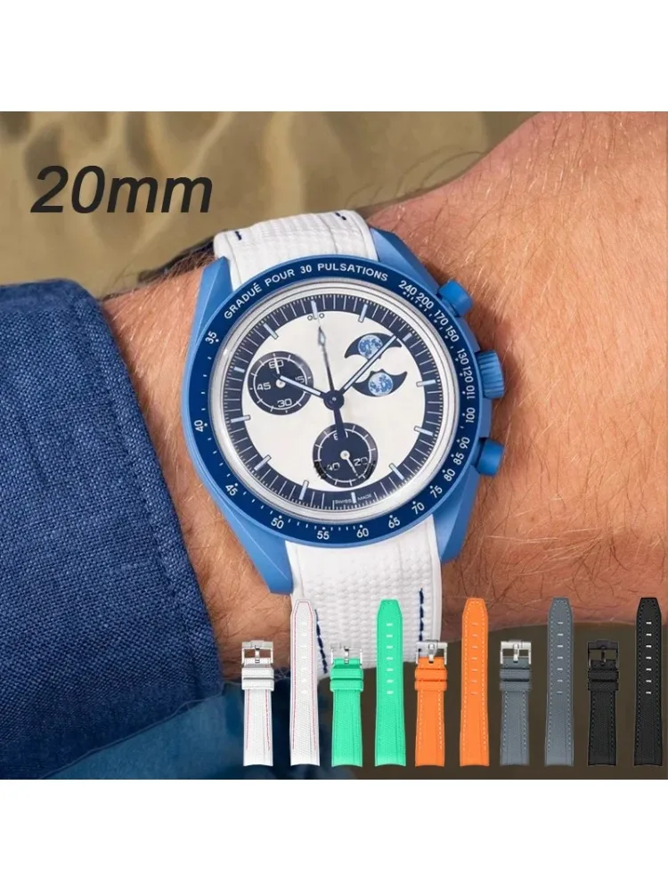 Joint MoonSwatch 20 mm duikband voor Omega X Swatch heren dames Arc gebogen uiteinde TPU rubberen armband voor Rolex horlogeband 2028 - afbeelding 2