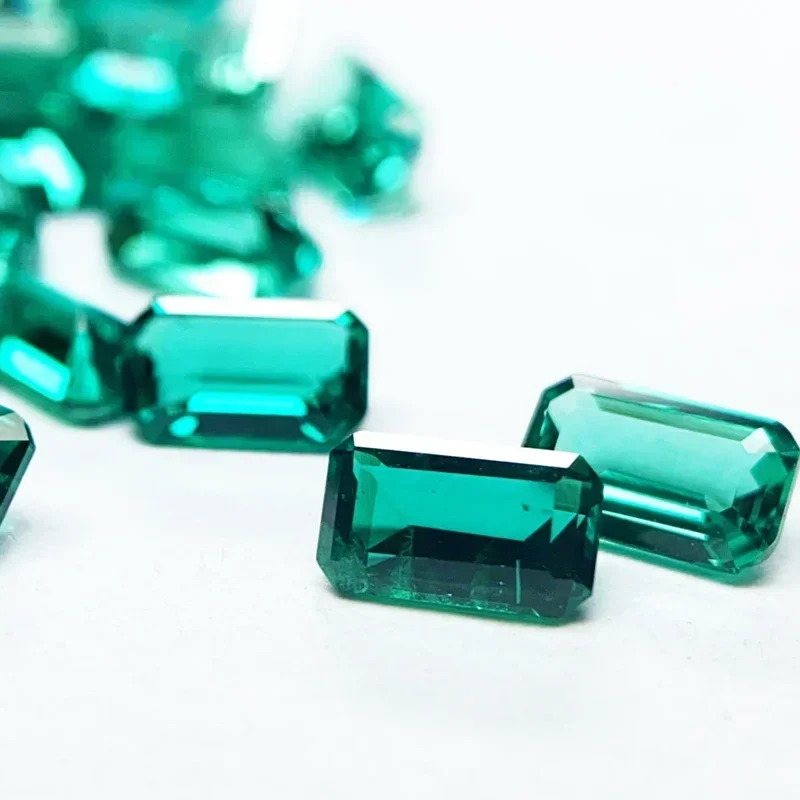 Lab Grown Columbian Emeralds Small Size 3x5mm Emerald Cut DIY Ring Necklace Earrings Main Materials Charms Jewelry Making