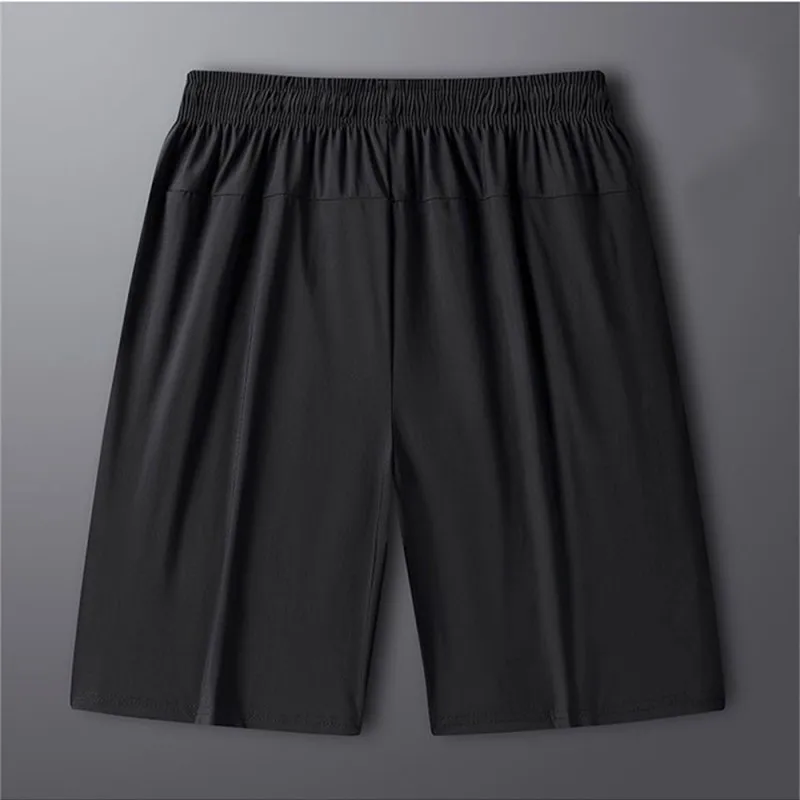 Calça curta de seda fria masculina, moletom na moda, calça casual esportiva elástica, shorts soltos de secagem rápida masculinos, tamanho grande, verão