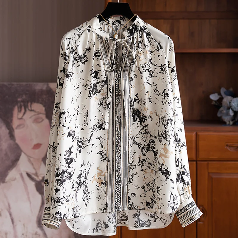 

Desig Style Lace Print Twill Shirt Top Women Camisas De Mujer Shirts