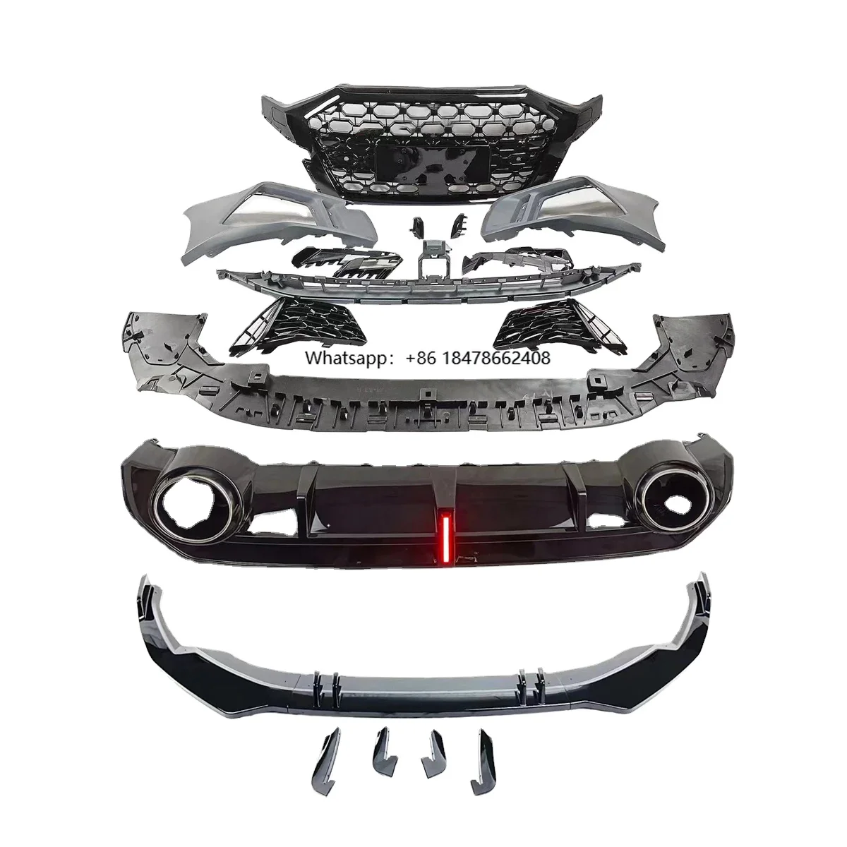 

RS3 Front Bodykit for A3 S3 Car Bodikits Front Bumper With Grill Canards Front Lip Diffuser Tailpipe 2020 2021 2022 2023