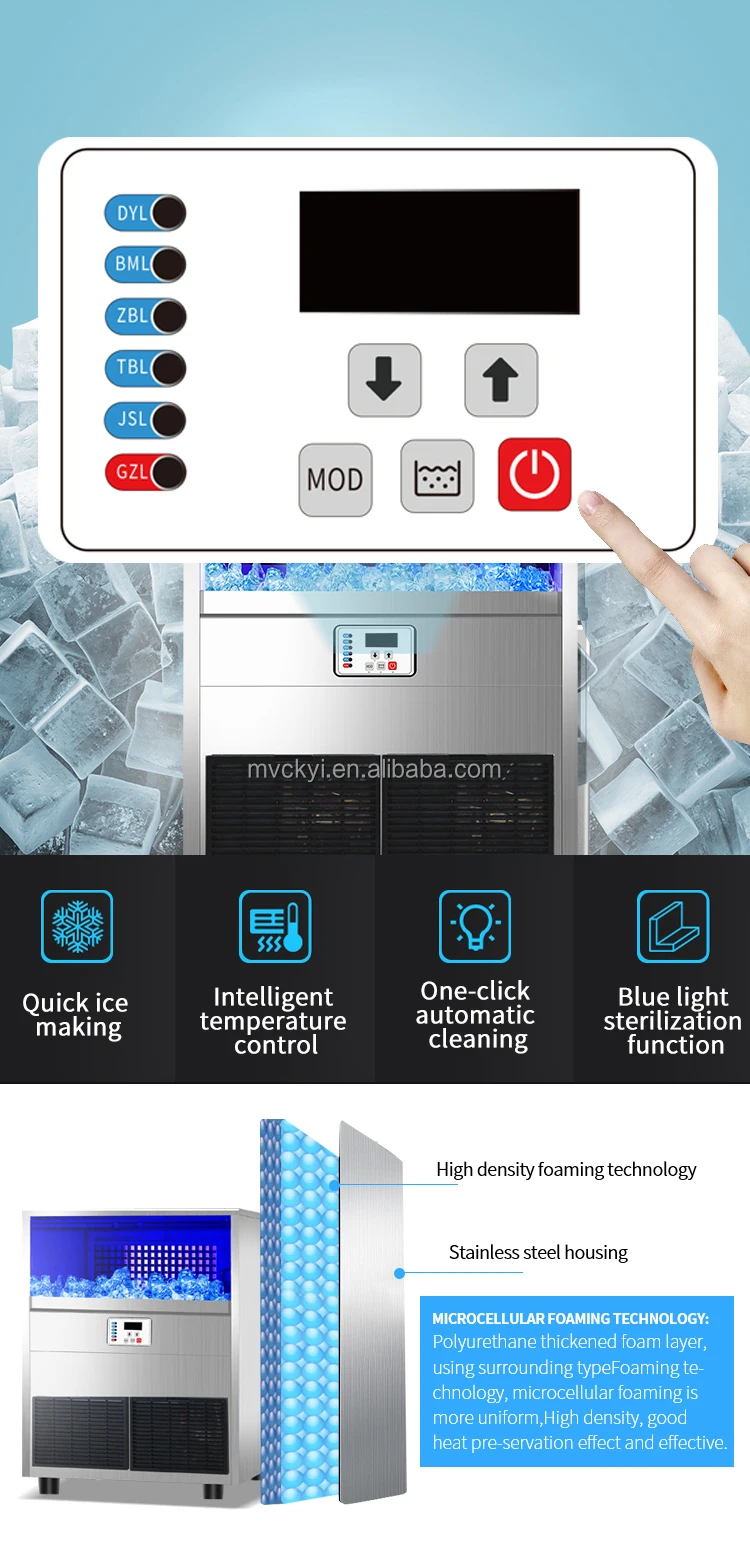 Mvckyi mesin pembuat es batu/pembuat, mesin pembuat kubus es komersial/