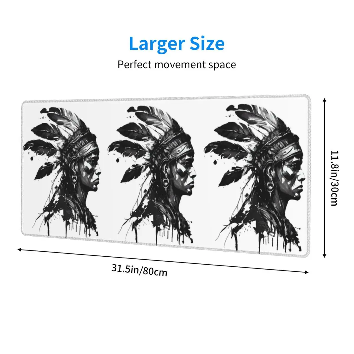 Drawn Style Aztec Warrior Large Mouse Pad Computer Keyboard Mouse Mat Gaming PC Laptop Desk Mat Office Accessories Table Mats