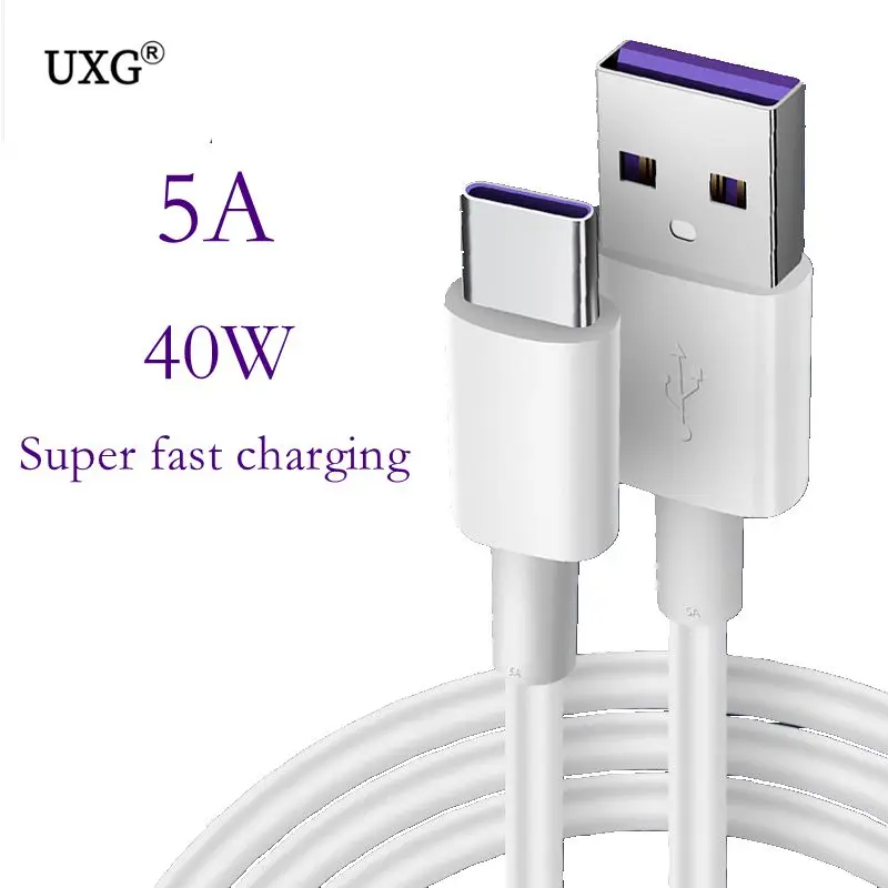 2m 5A USB Type C Cable Fast Charging Mobile Phone Charger Type C Data Cord For Samsung S20 S9 S8 Huawei P40 Mate 30 Xiaomi Redmi