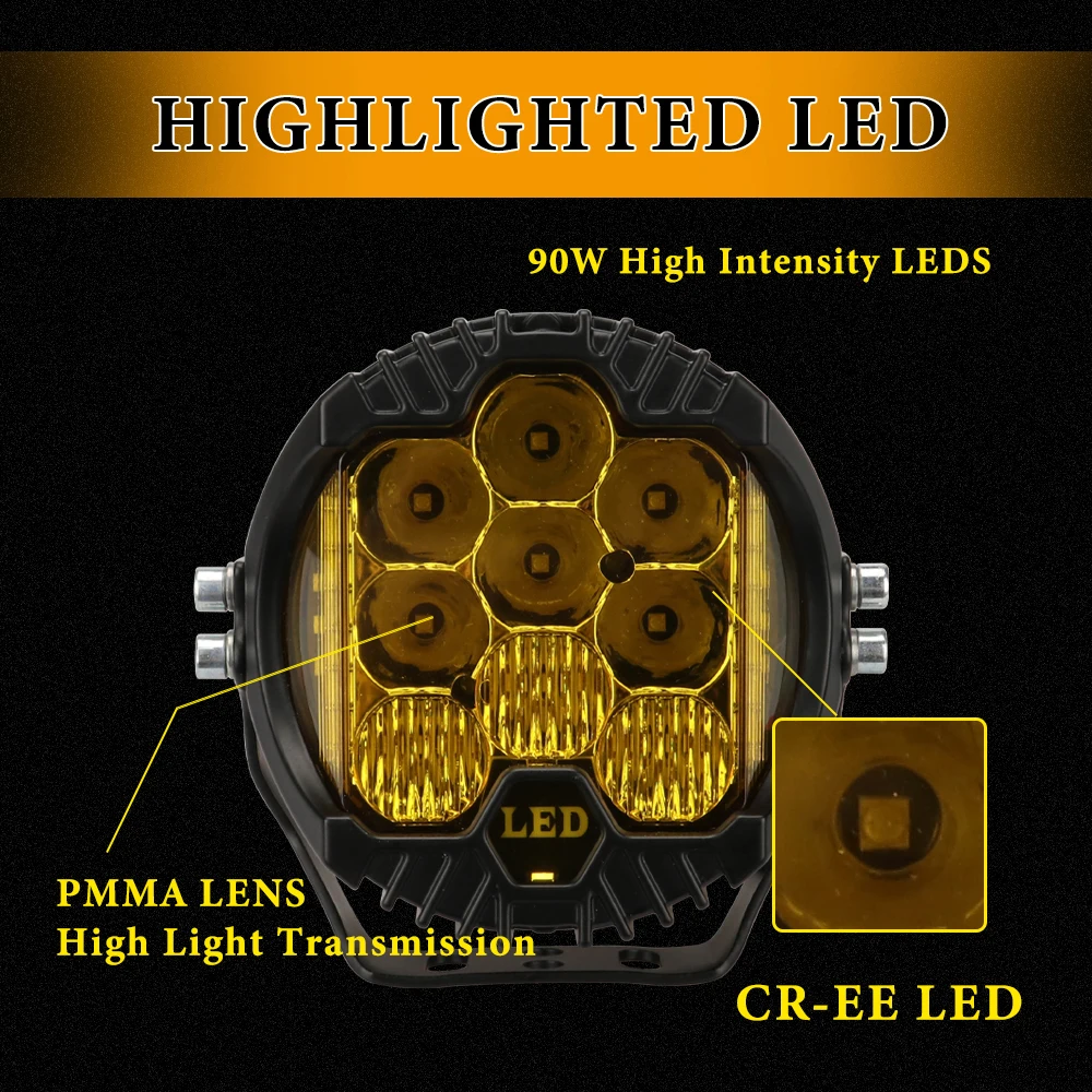 1/2 pz 5 pollici auto LED luce di lavoro universale per fuoristrada camion 4X4 ATV SUV luci ausiliarie Combo lampada di guida faro giallo