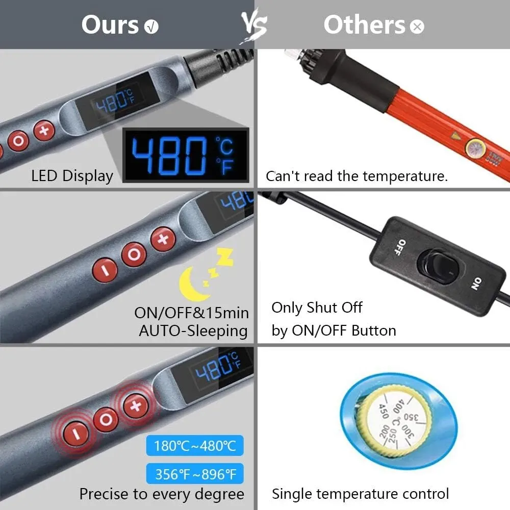 DIY 90W High Power Digital Display LCD Soldering Iron Adjustable Temperature Industrial Grade Soldering Tool Set