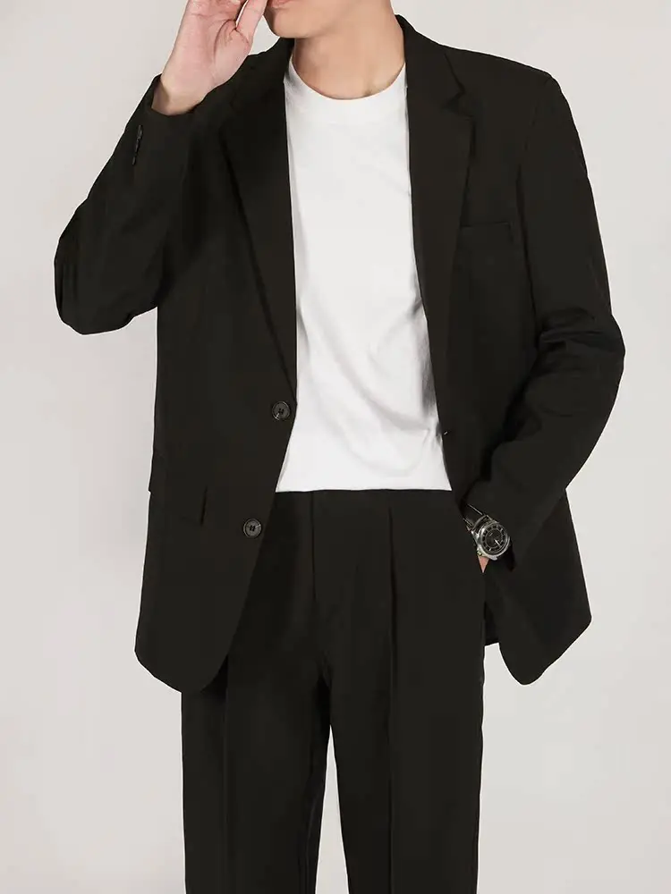 

Business Casual Men's Suit Jacket Two-Button up Top Spring Autumn Trendy Leisure Westwear Standard Fit Long Sleeve Adult