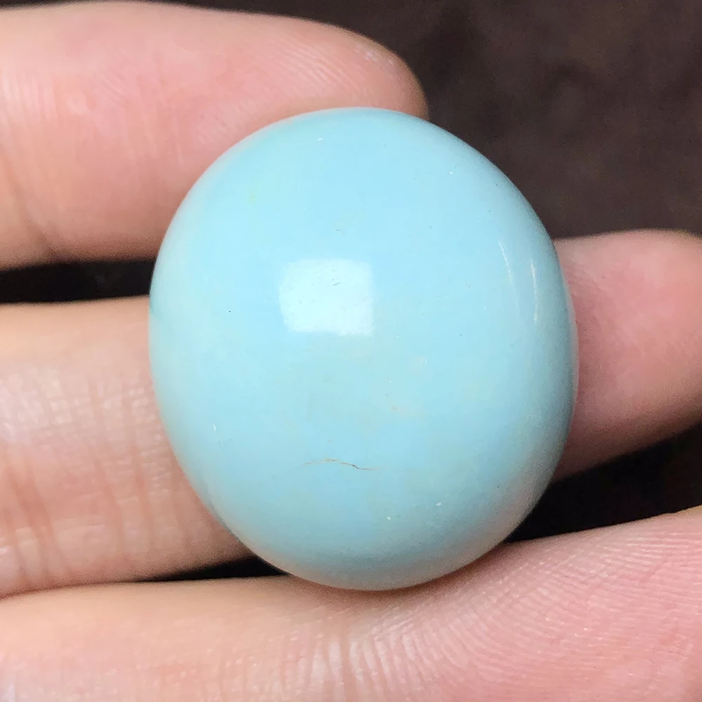 

Natural turquoise, naked stone, large egg shaped surface, sky blue, 21.57g