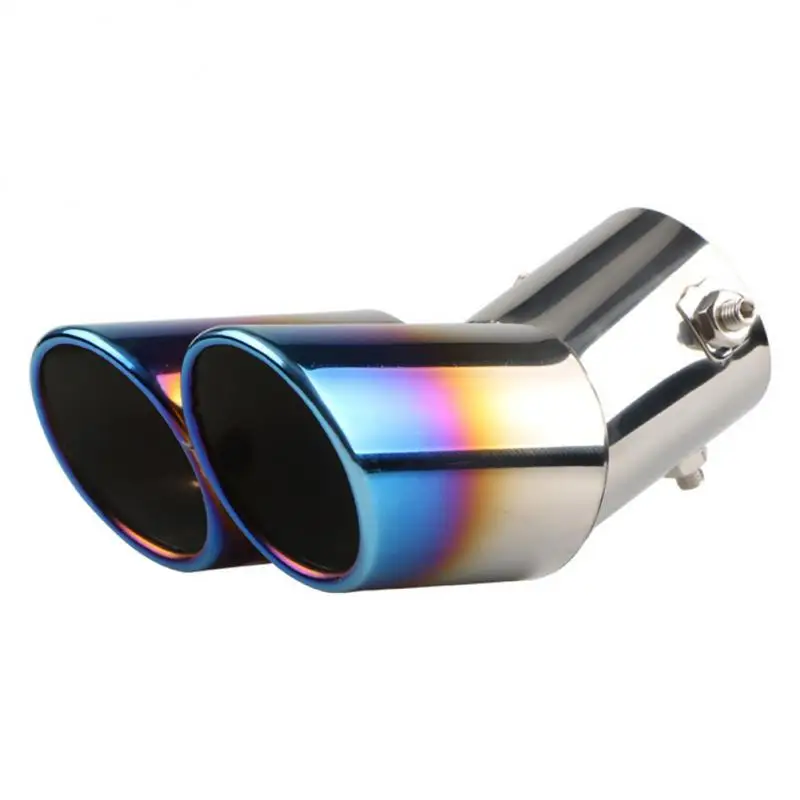 Automobile Tail Dual Outlet Exhaust Tip Stainless Steel Slant Rolled Edge Auto Muffler Modified Universal Car Exterior Supplies