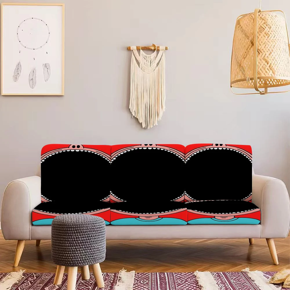 Summer Outdoor Sofa Cover with Ethnic Pattern, Elastic Milk Silk Couch Cushion Protector, Pet-Friendly, Machin