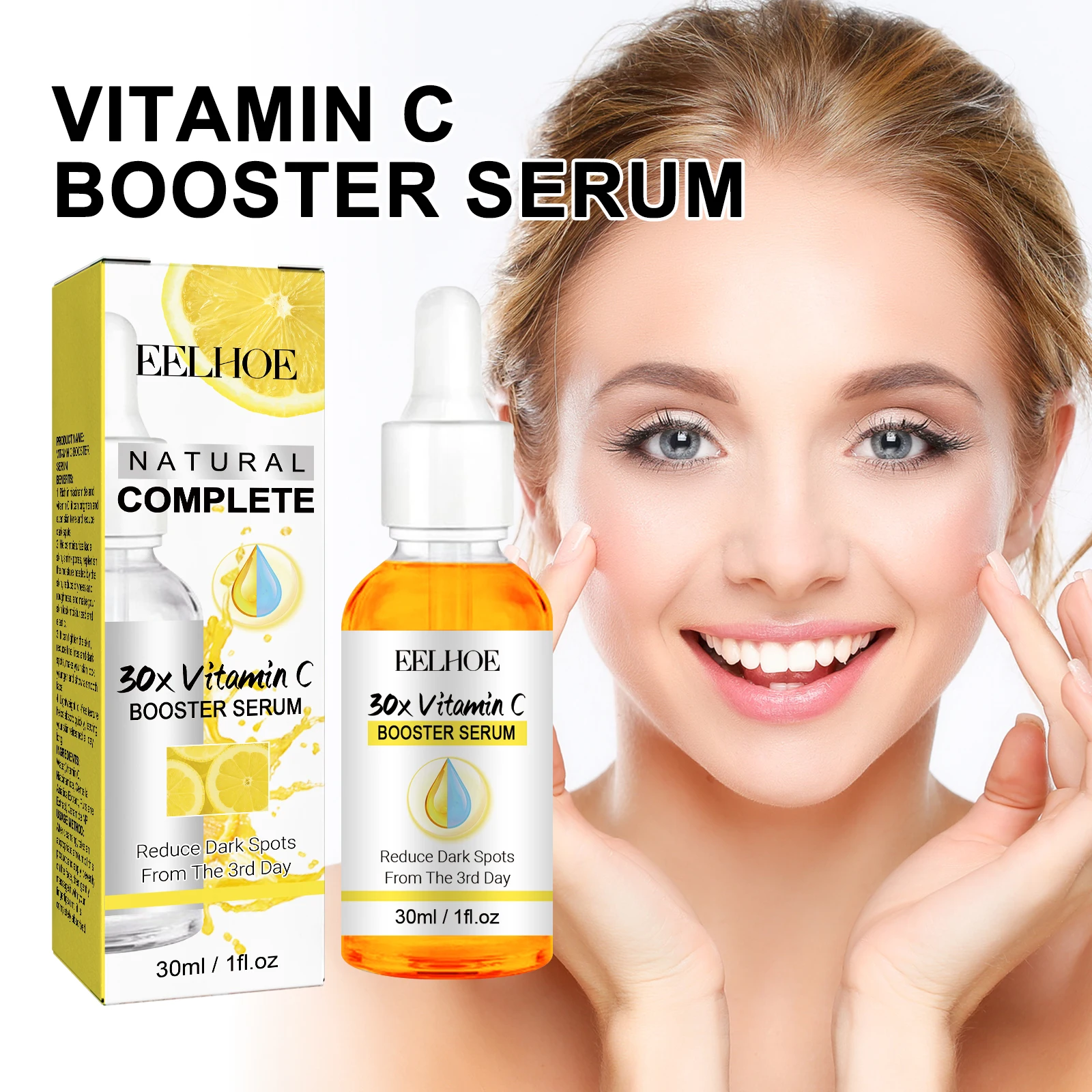 Esencia Natural de vitamina C, líquido para manchas oscuras faciales, esencia hidratante iluminadora VC que contiene niacinamida para decolorar líneas finas
