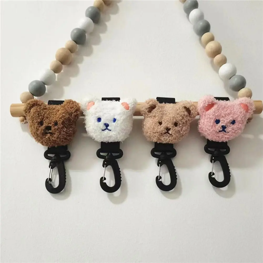Universal Cute Sliding-proof Bear Embroidery Bag Hanging Hook Baby Stroller Organizer Hook Stroller Hooks Stroller Accessory