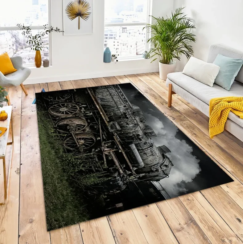 Alfombra Antideslizante 3D con Diseño de Tren, Alfombra para Habitación, Cocina, Baño, Alfombra Moderna Union Pacific, Alfombra de Regalo, Decoración del Hogar