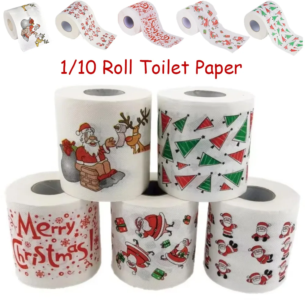 1/10Rol Zacht Toiletpapier Vrolijk Kerstfeest Kerstman Boom Kleurrijk Bedrukt Bad Toiletpapier Home Suppllie Decor Tissue Navidad