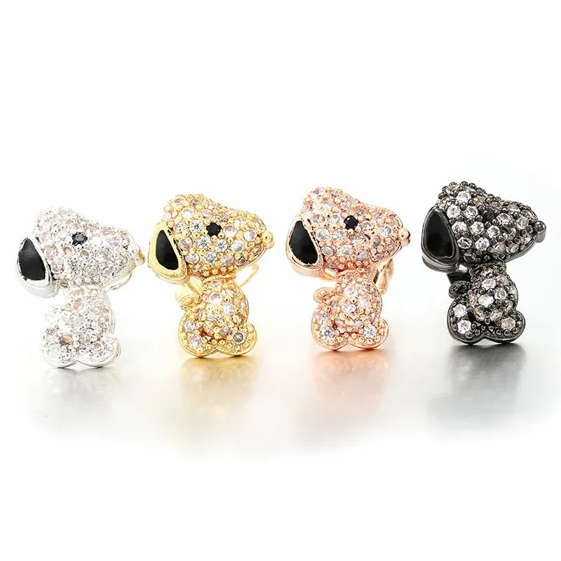 Snoopy Korean Light Luxury Imitation Diamonds Stud Earrings Ladies Fashion Crystal Elegant Jewelry Everyday Party Gift Cartoon