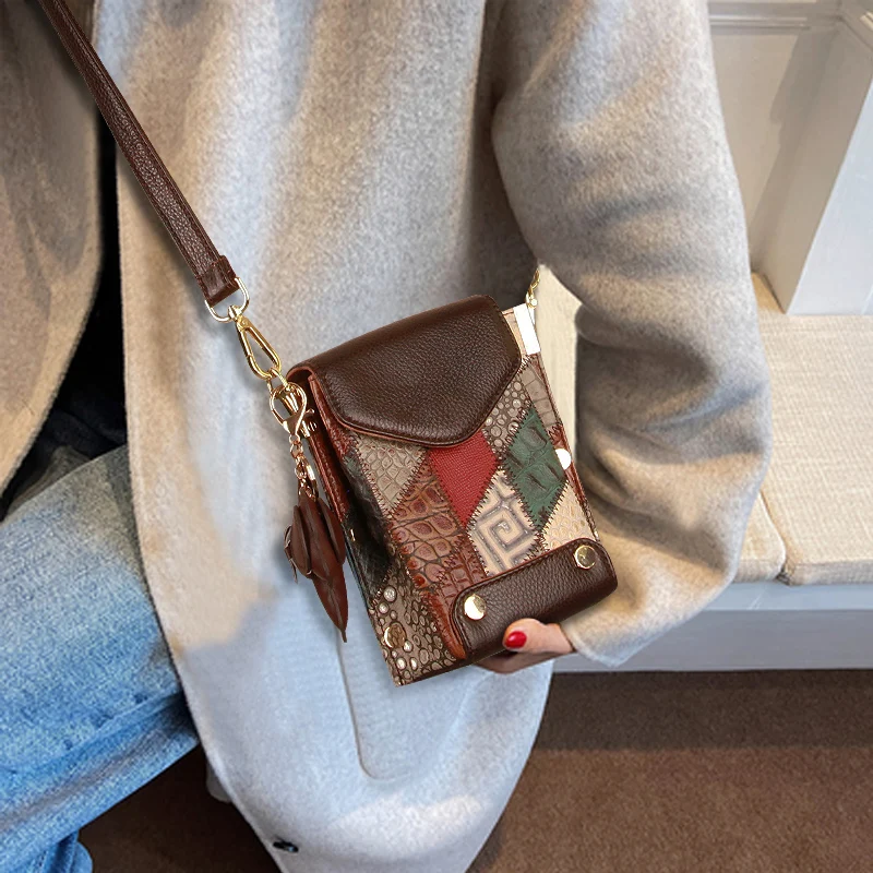 Cobbler Legend Women Crossbody Bags Genuine Leather Luxury Designer Shoulder Rossbody Female Fashion Stitching Phone Bag